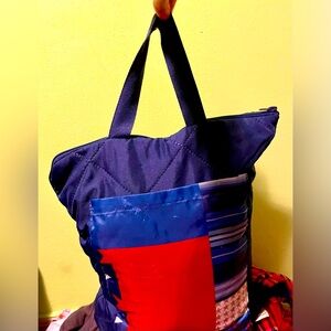 Mainstays Patriotic Red White Blue Outdoor Blanket/ Stadium Seat Water Repellant